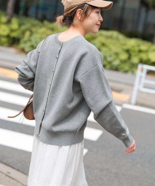 スピックアンドスパン 2wayスナップボタンロゴニット WEB限定》2WAYスナップボタンロゴニット（カーディガン）｜Spick and