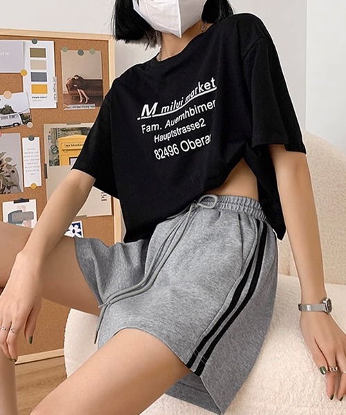 DAY CLOSET（デイ クローゼット）の「【大きいサイズ有/調節紐付き】旬のスポーツMIXに。サイドラインスウェットハーフパンツ レディース（スウェットパンツ・レディース・グレー/ネイビー/ブラック/グリーン・2XL/XL/L/M）」の11枚目の写真