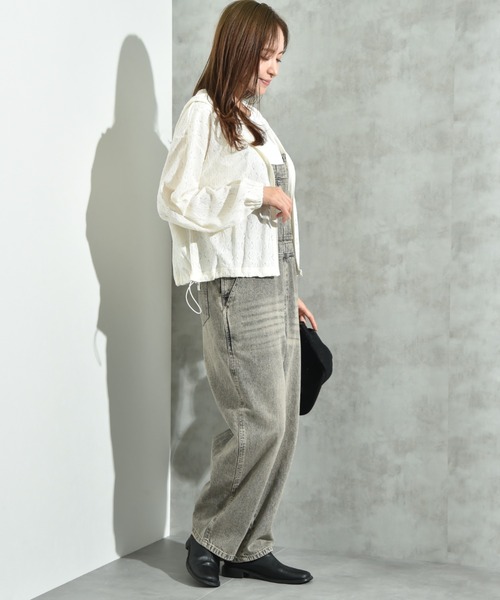 INTERPLANET(インタープラネット)の「アイレット調ZIPフードパーカー(ブルゾン・レディース・ブラック/アイボリー・FREE)」の12枚目の写真