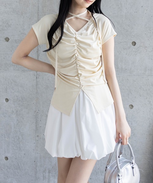 clear（クリア）の「2wayバルーンミニスカート[着回し抜群 ガーリー 主役級 レイヤード]≪SS新作≫（スカート・レディース・オフホワイト/ブラック・F）」の22枚目の写真