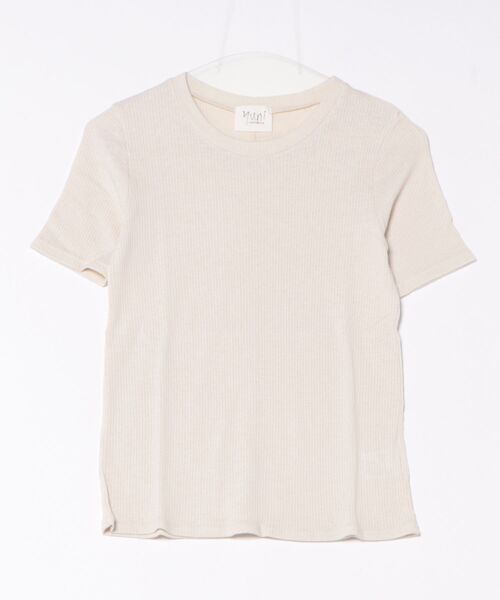 yuni（ユニ　）の「△コットン / ポリエステル natural テレコ half sleeves T-シャツ（Tシャツ/カットソー・レディース・ブラック/ホワイト・FREE）」の2枚目の写真