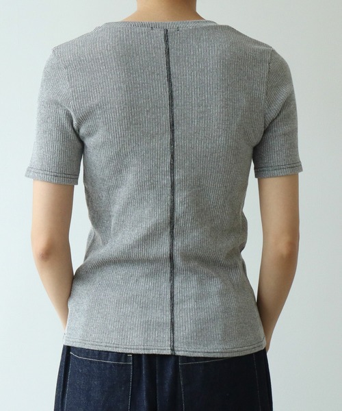 yuni（ユニ　）の「△コットン / ポリエステル natural テレコ half sleeves T-シャツ（Tシャツ/カットソー・レディース・ブラック/ホワイト・FREE）」の7枚目の写真