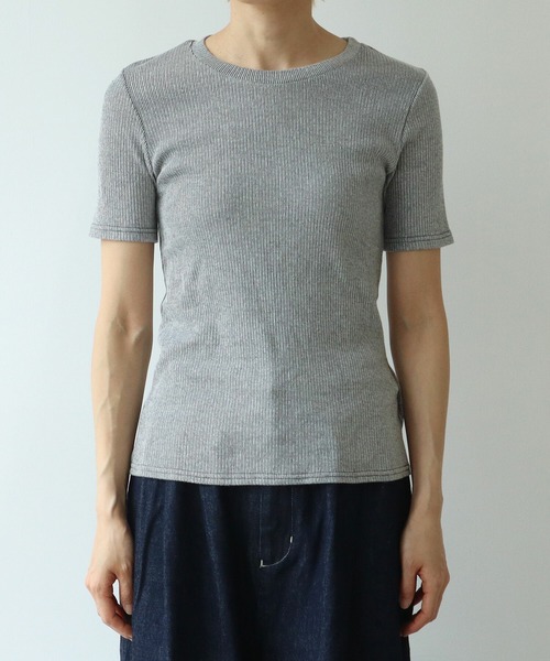 yuni（ユニ　）の「△コットン / ポリエステル natural テレコ half sleeves T-シャツ（Tシャツ/カットソー・レディース・ブラック/ホワイト・FREE）」の9枚目の写真