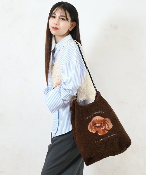 Per sist ence(パーシエンス)の「ボアアニマル刺繍コードトート(トートバッグ・レディース・アイボリー/スモークピンク/グレー/モカ/ブラウン/グリーン・ONE SIZE)」の10枚目の写真