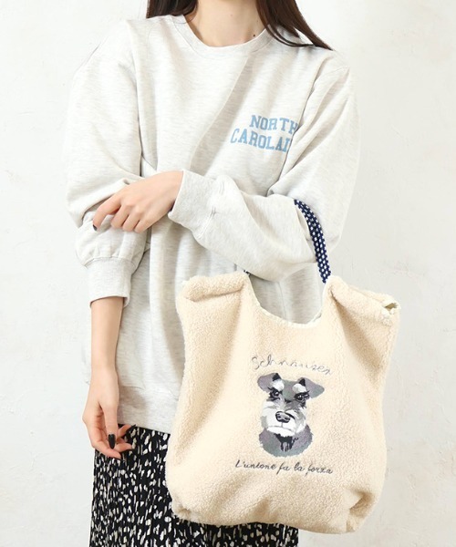 Per sist ence(パーシエンス)の「ボアアニマル刺繍コードトート(トートバッグ・レディース・アイボリー/スモークピンク/グレー/モカ/ブラウン/グリーン・ONE SIZE)」の7枚目の写真
