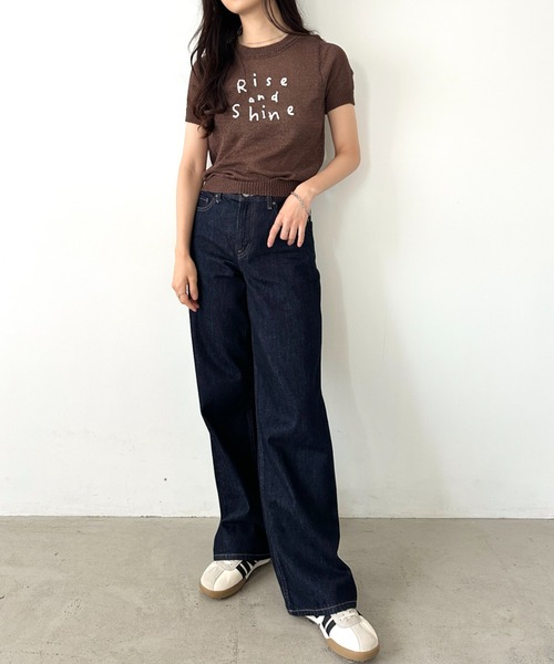 LOVALOT(ラバロット)の「ロゴ半袖ニット(ニット/セーター・レディース・チャコール/オフホワイト/ブルー/ブラウン・M)」の11枚目の写真