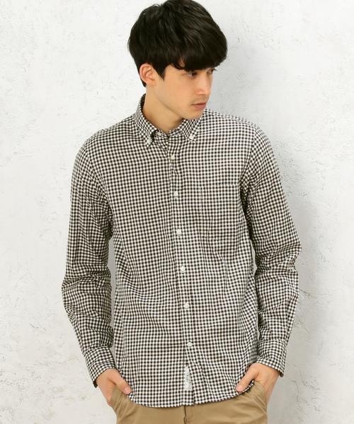green label relaxing(グリーンレーベルリラクシング)の「□GIZA TWILL GGM/CHK BD シャツ◆(シャツ/ブラウス・メンズ・ブラック/ダークブラウン/ネイビー・X-LARGE/MEDIUM/SMALL/LARGE)」の3枚目の写真