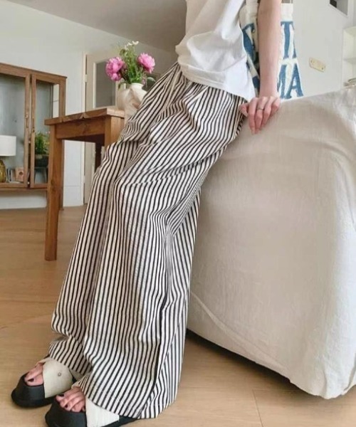 yuue' ( wear )（ユーイ）の「ストライプ柄タックワイドイージーパンツ（その他パンツ・レディース・アイボリー・FREE）」の21枚目の写真