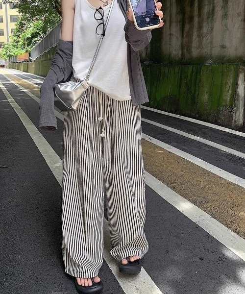 パンツ vintage_yuu セール】ストライプバレルレッグ ワイドパンツ（その他パンツ