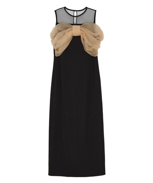 フロントリボンチュールIラインワンピースドレス Leja｜LEJA-フロントリボンチュールIラインワンピースドレス結婚式