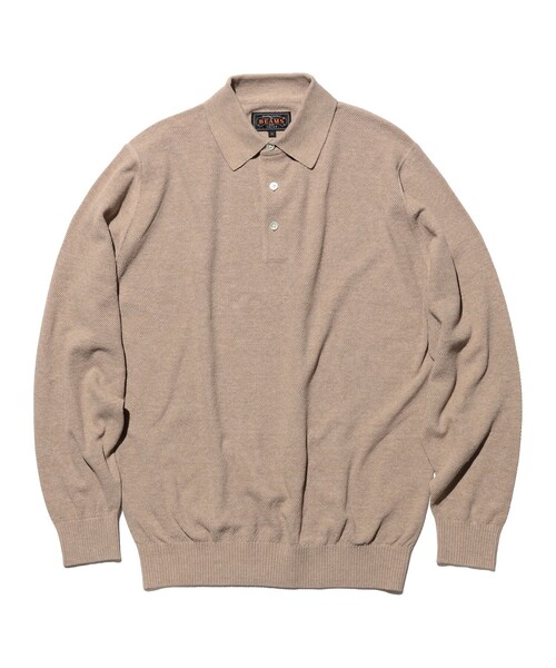 BEAMS PLUS（ビームスプラス）の「Knit Polo Pique 14G（ポロシャツ・メンズ・レッド/ネイビー/イエロー/オリーブ/グレー/ベージュ/ブラック・XL/L/M/S）」の4枚目の写真