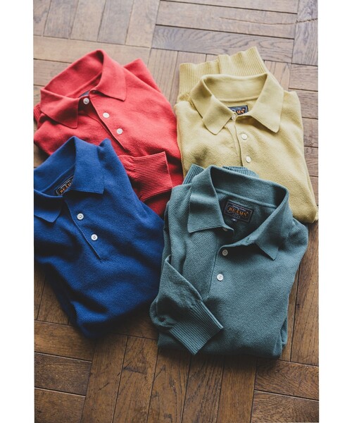 BEAMS PLUS（ビームスプラス）の「Knit Polo Pique 14G（ポロシャツ・メンズ・レッド/ネイビー/イエロー/オリーブ/グレー/ベージュ/ブラック・XL/L/M/S）」の8枚目の写真