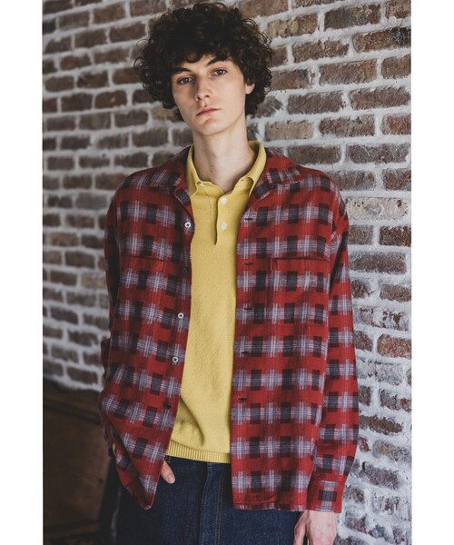 BEAMS PLUS（ビームスプラス）の「Knit Polo Pique 14G（ポロシャツ・メンズ・レッド/ネイビー/イエロー/オリーブ/グレー/ベージュ/ブラック・XL/L/M/S）」の9枚目の写真