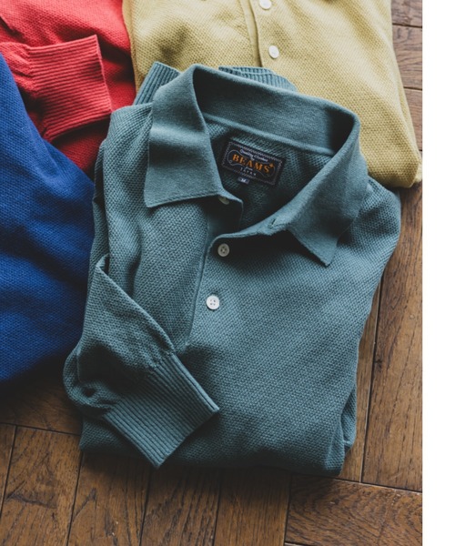 BEAMS PLUS（ビームスプラス）の「Knit Polo Pique 14G（ポロシャツ・メンズ・レッド/ネイビー/イエロー/オリーブ・XL/L/M/S）」の2枚目の写真