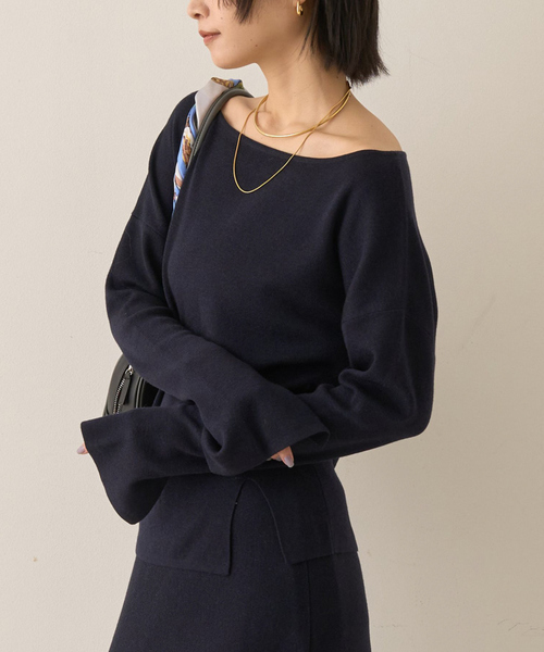 Rouge vif Anna（ルージュヴィフアンナ）の「【セットアップ対応】フレアドルマンニットプルオーバー（ニット/セーター・レディース・ブラウン/ボルドー/ダークネイビー・フリー）」の3枚目の写真