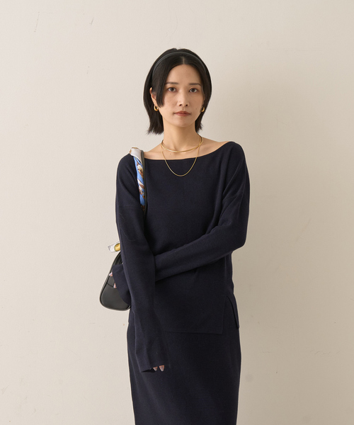 Rouge vif Anna（ルージュヴィフアンナ）の「【セットアップ対応】フレアドルマンニットプルオーバー（ニット/セーター・レディース・ブラウン/ボルドー/ダークネイビー・フリー）」の17枚目の写真