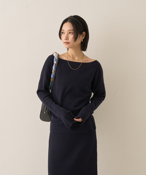 Rouge vif Anna（ルージュヴィフアンナ）の「【セットアップ対応】フレアドルマンニットプルオーバー（ニット/セーター・レディース・ブラウン/ボルドー/ダークネイビー・フリー）」の18枚目の写真