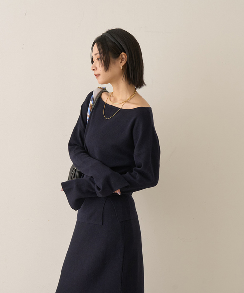 Rouge vif Anna（ルージュヴィフアンナ）の「【セットアップ対応】フレアドルマンニットプルオーバー（ニット/セーター・レディース・ブラウン/ボルドー/ダークネイビー・フリー）」の19枚目の写真