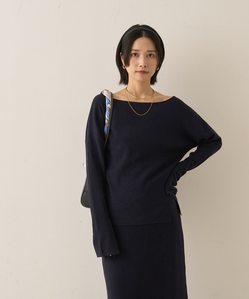 Rouge vif Anna（ルージュヴィフアンナ）の「【セットアップ対応】フレアドルマンニットプルオーバー（ニット/セーター・レディース・ブラウン/ボルドー/ダークネイビー・フリー）」の20枚目の写真