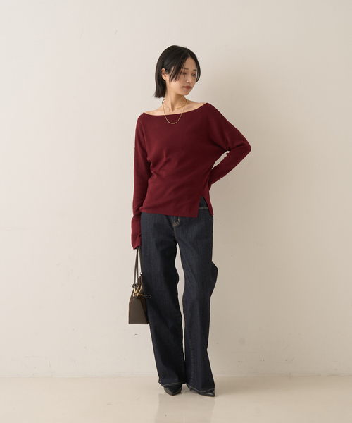 Rouge vif Anna（ルージュヴィフアンナ）の「【セットアップ対応】フレアドルマンニットプルオーバー（ニット/セーター・レディース・ブラウン/ボルドー/ダークネイビー・フリー）」の22枚目の写真