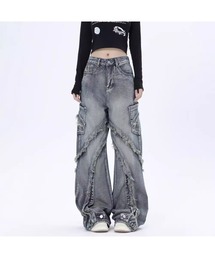 【Vini】ウォッシュドブルーフリンジデニム