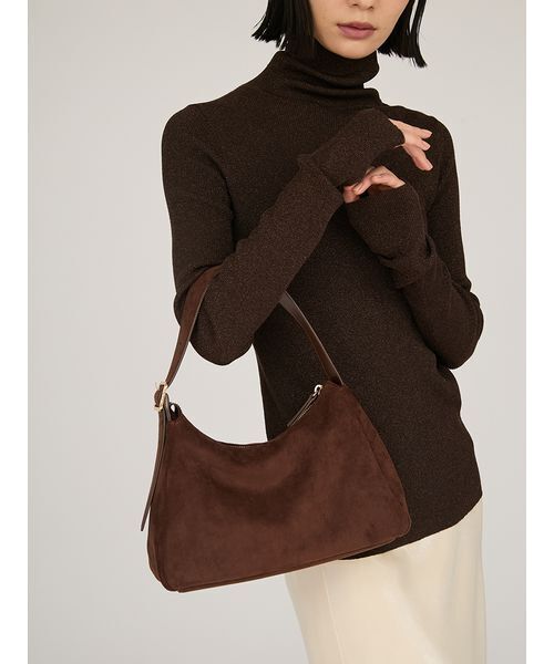emmi（エミ）の「スエードショルダーバッグ（ショルダーバッグ・レディース・ライトグレー/ダークブラウン/ミント・F）」の2枚目の写真