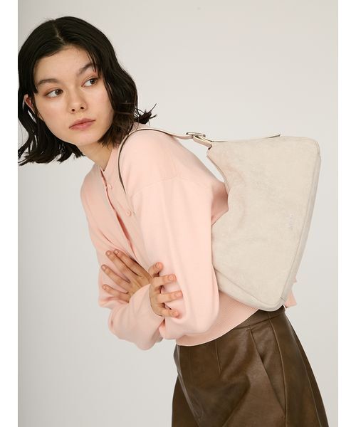 emmi（エミ）の「スエードショルダーバッグ（ショルダーバッグ・レディース・ライトグレー/ダークブラウン/ミント・F）」の4枚目の写真