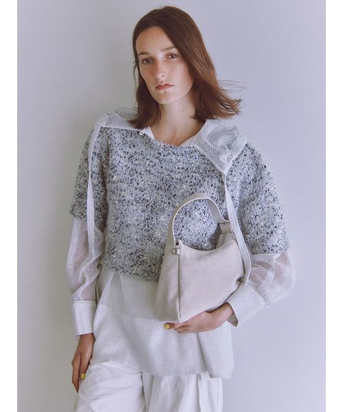 emmi（エミ）の「スエードショルダーバッグ（ショルダーバッグ・レディース・ライトグレー/ダークブラウン/ミント・F）」の5枚目の写真