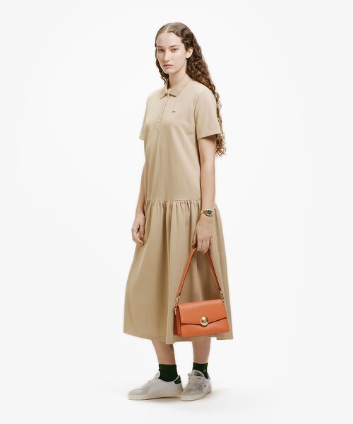 LACOSTE(ラコステ)の「ローウエストポロドレス マキシ丈ワンピース(シャツワンピース・レディース・ブラック/オリーブ/ネイビー/ベージュ・34/36/38/40)」の2枚目の写真