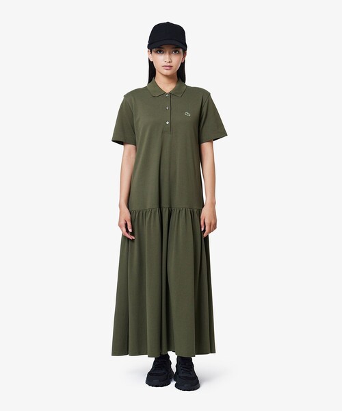 LACOSTE(ラコステ)の「ローウエストポロドレス マキシ丈ワンピース(シャツワンピース・レディース・ブラック/オリーブ/ネイビー/ベージュ・34/36/38/40)」の11枚目の写真