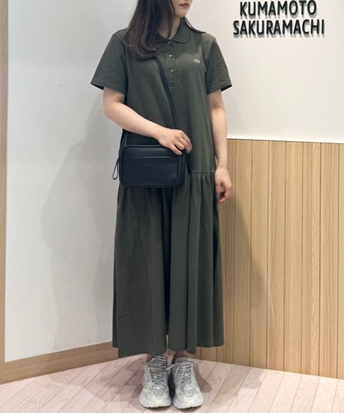 LACOSTE(ラコステ)の「ローウエストポロドレス マキシ丈ワンピース(シャツワンピース・レディース・ブラック/オリーブ/ネイビー/ベージュ・34/36/38/40)」の5枚目の写真