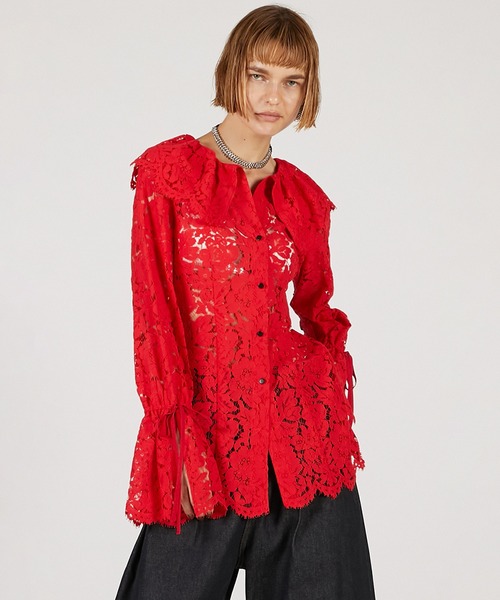PRANK PROJECT（プランクプロジェクト）の「【Pre-Order】スカラップレースブラウス / Scallop Lace Blouse（シャツ/ブラウス・レディース・ブラック/レッド/アイボリー・FREE）」の11枚目の写真