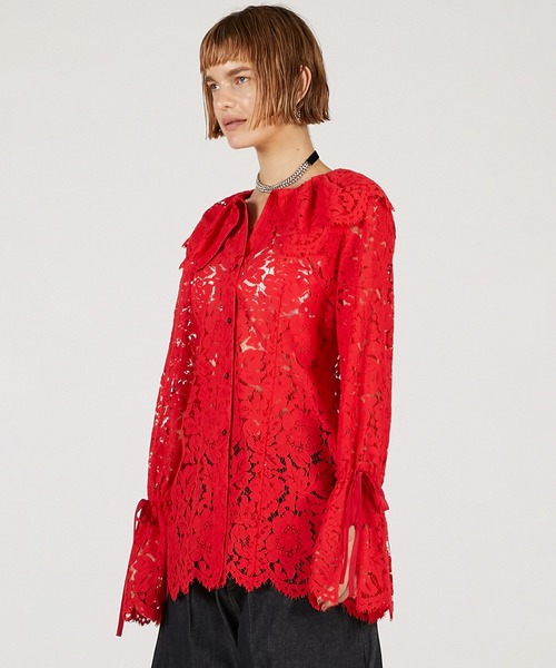 PRANK PROJECT（プランクプロジェクト）の「【Pre-Order】スカラップレースブラウス / Scallop Lace Blouse（シャツ/ブラウス・レディース・ブラック/レッド/アイボリー・FREE）」の10枚目の写真