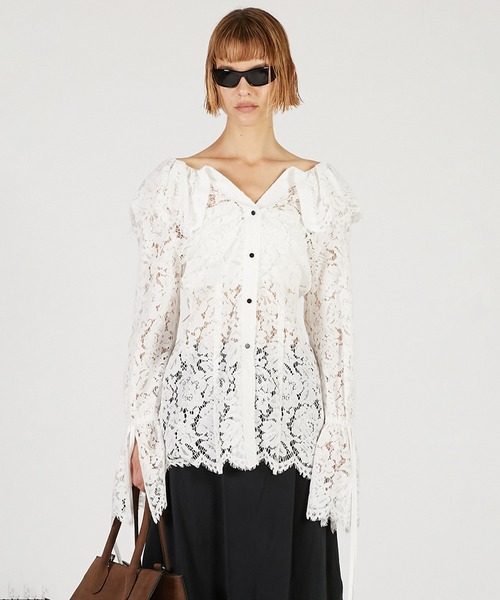 PRANK PROJECT（プランクプロジェクト）の「【Pre-Order】スカラップレースブラウス / Scallop Lace Blouse（シャツ/ブラウス・レディース・ブラック/レッド/アイボリー・FREE）」の15枚目の写真