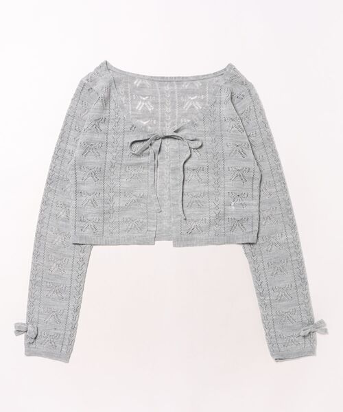 repipi armario(レピピ アルマリオ)の「リボンボレロCD/LS(カーディガン/ボレロ・キッズ・ブルー/グレー/アイボリー・MEDIUM/SMALL/LARGE)」の1枚目の写真