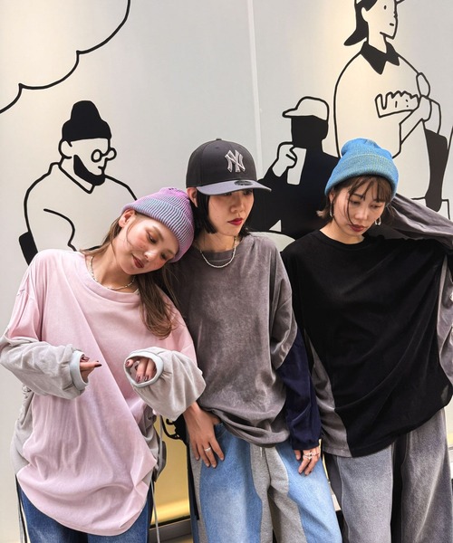 niko and...(ニコアンド)の「【MODE NORM CORE】チュールベロアルーズプルオーバー(Tシャツ/カットソー・レディース・ピンク/ブラック/グレー・FREE)」の6枚目の写真