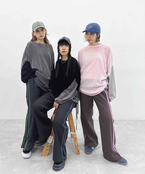 niko and...(ニコアンド)の「【MODE NORM CORE】チュールベロアルーズプルオーバー(Tシャツ/カットソー・レディース・ピンク/ブラック/グレー・FREE)」の7枚目の写真