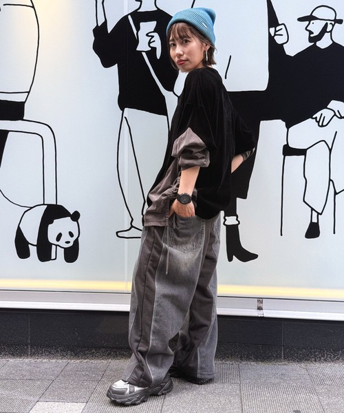 niko and...(ニコアンド)の「【MODE NORM CORE】チュールベロアルーズプルオーバー(Tシャツ/カットソー・レディース・ピンク/ブラック/グレー・FREE)」の13枚目の写真