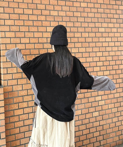 niko and...(ニコアンド)の「【MODE NORM CORE】チュールベロアルーズプルオーバー(Tシャツ/カットソー・レディース・ピンク/ブラック/グレー・FREE)」の15枚目の写真
