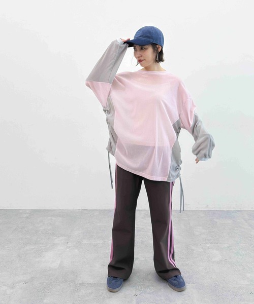 niko and...(ニコアンド)の「【MODE NORM CORE】チュールベロアルーズプルオーバー(Tシャツ/カットソー・レディース・ピンク/ブラック/グレー・FREE)」の21枚目の写真