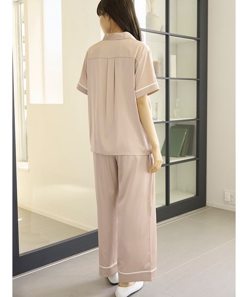 セール】接触冷感サテンラインシャツ（ルームウェア/パジャマ