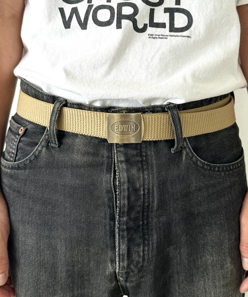 EDWIN(エドウィン)の「EDWIN/エドウィン GIベルト/ガチャベルト/ゴールドバックル/日本製(ベルト・メンズ・ブラック/ベージュ/ネイビー/カーキ・FREE)」の2枚目の写真