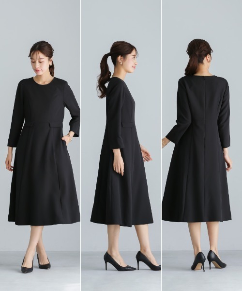 ホワイトジョーラ（WHITE JOOLA）/【[UVカット・速乾・接触冷感・防シワ・ストレッチ・洗える】ダブルピケクロス・フレアワンピース UVカット・速乾・接触冷感・防シワ・ストレッチ・洗える【多機能すぎる