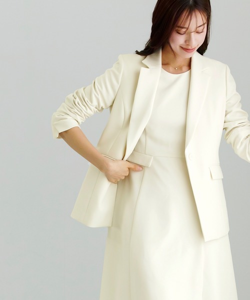 WHITE JOOLA(ホワイトジョーラ)の「UVカット・速乾・接触冷感・防シワ・ストレッチ・洗える【多機能すぎるワンピース】ダブルピケクロス・フレアワンピース(ワンピース・レディース・アイボリー/ネイビー/ブラック・L/M/S)」の7枚目の写真