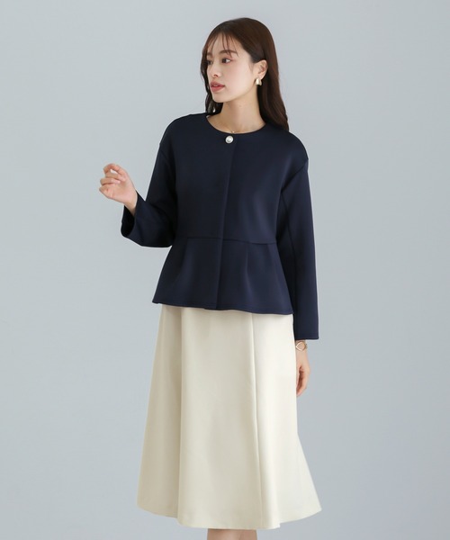 WHITE JOOLA(ホワイトジョーラ)の「UVカット・速乾・接触冷感・防シワ・ストレッチ・洗える【多機能すぎるワンピース】ダブルピケクロス・フレアワンピース(ワンピース・レディース・アイボリー/ネイビー/ブラック・L/M/S)」の8枚目の写真