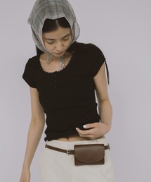 duei（デュイ）の「レースヘンリーネックハーフスリーブトップス（Tシャツ/カットソー）」