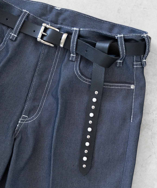 SENTI センティ / L/STUDS LONGBELT / レザースタッズロングベルト