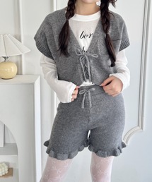 SOLLON.（ソルロン）の「【セットアップ】レースアップベスト+ニットショートパンツ（セットアップ）」