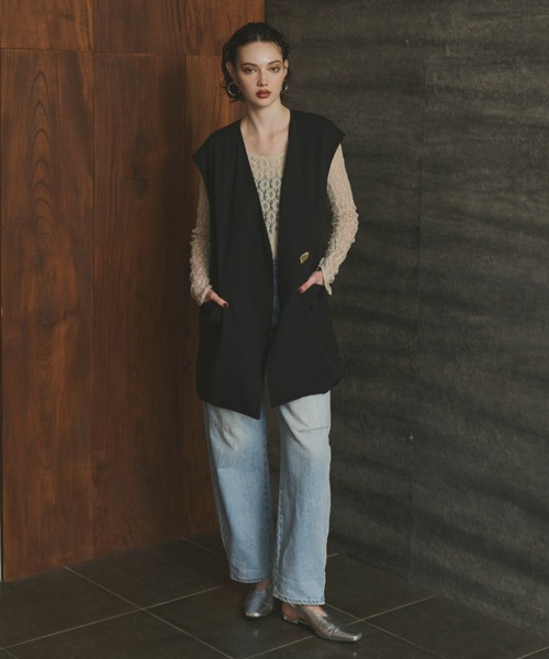 ANDRESD(アンドレスド)の「ブロッキングレースインナー / blocking lace innner(Tシャツ/カットソー・レディース・ベージュ/ブラック・M)」の19枚目の写真