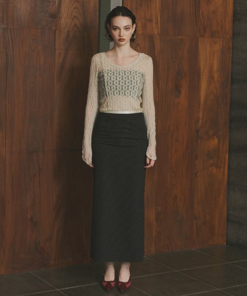 ANDRESD(アンドレスド)の「ブロッキングレースインナー / blocking lace innner(Tシャツ/カットソー・レディース・ベージュ/ブラック・M)」の21枚目の写真